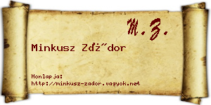 Minkusz Zádor névjegykártya